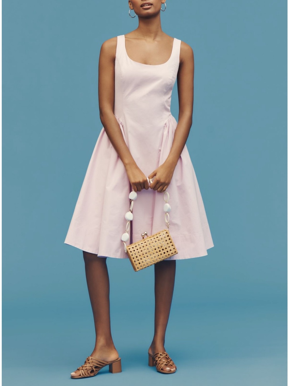 By Anthropologie Sleeveless Scoop-neck Basque-waist Midi Dress size M NWT